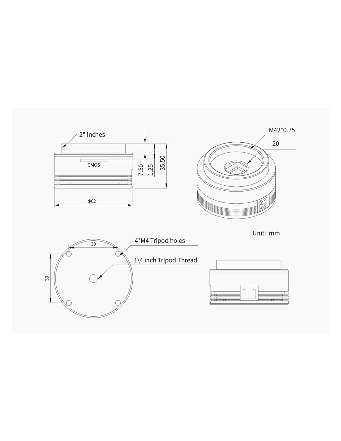ZWO ASI462MM USB3.0 Mono Astronomy Camera - immagine 14
