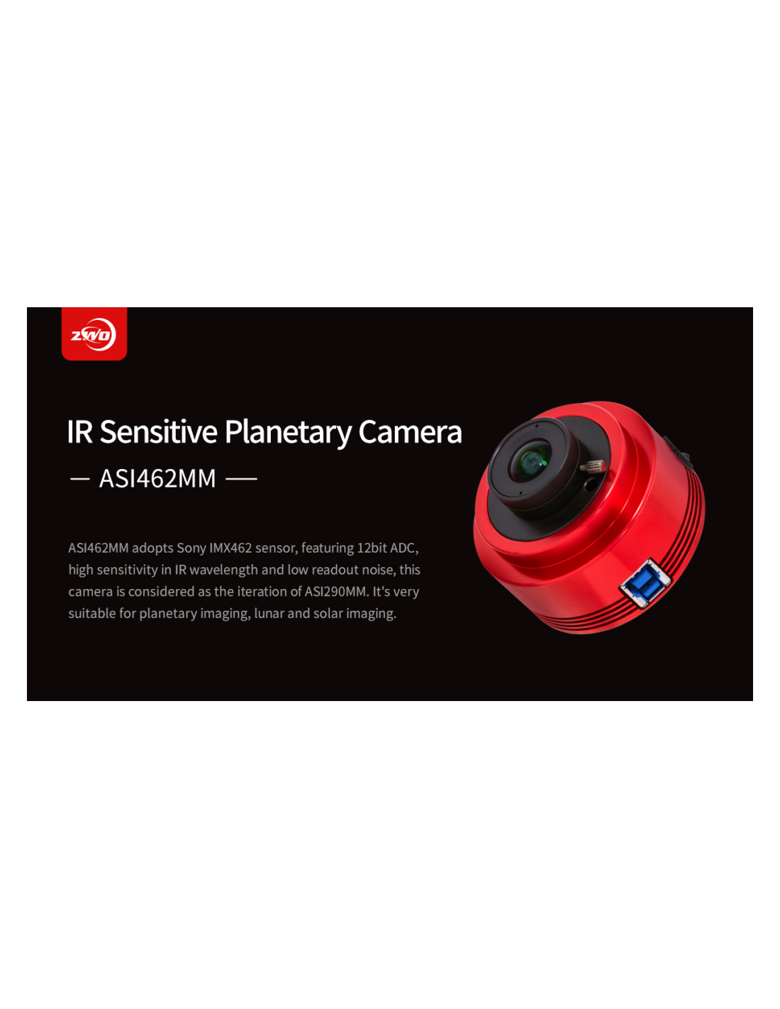 ZWO ASI462MM USB3.0 Mono Astronomy Camera - immagine 5